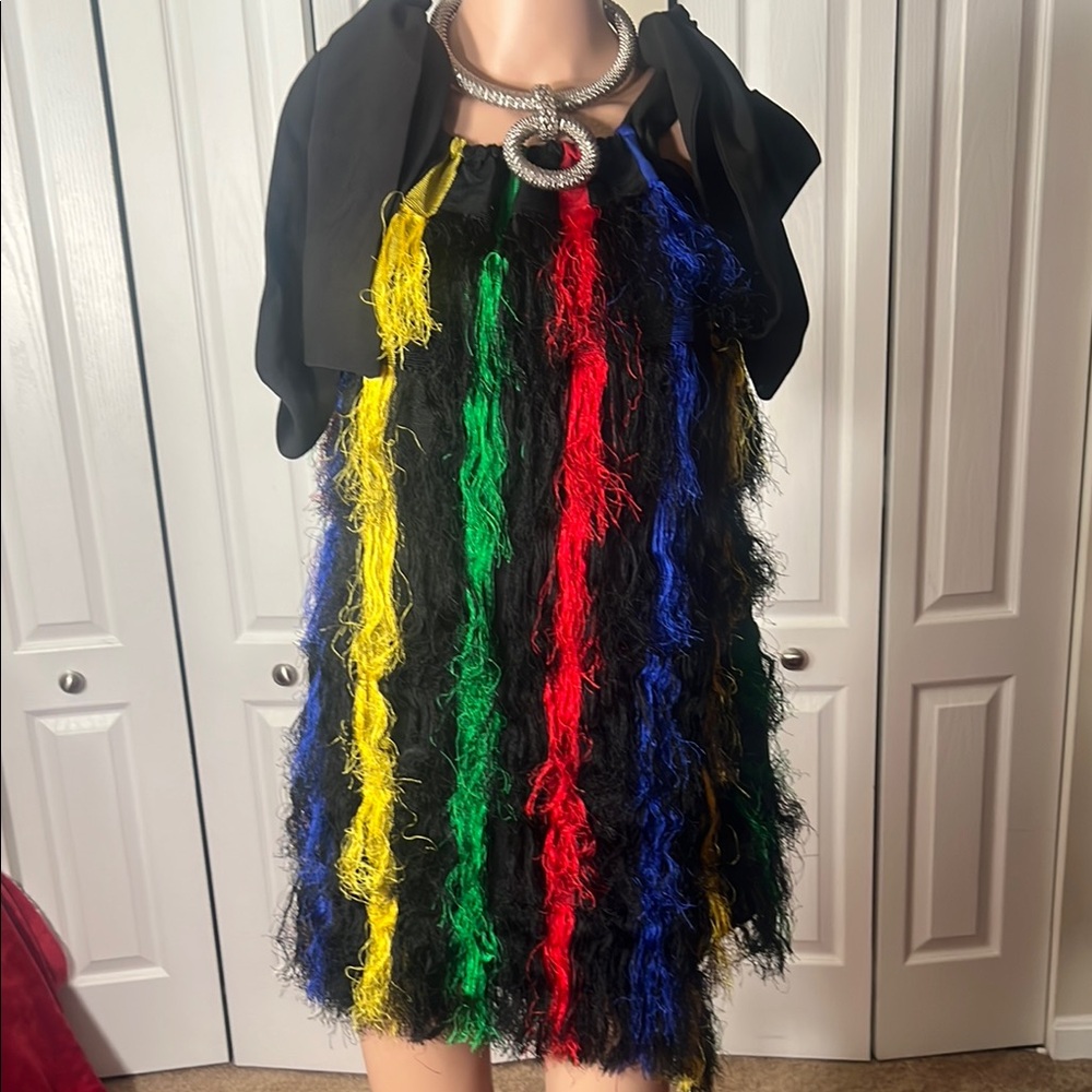 Colorful Fringe Dress with Necklace